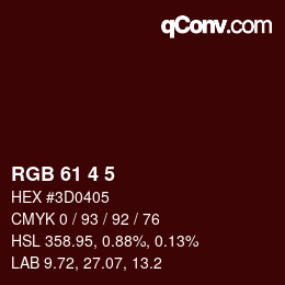カラーコード: RGB 61 4 5 | qconv.com