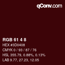 カラーコード: RGB 61 4 8 | qconv.com