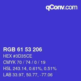 Color code: RGB 61 53 206 | qconv.com