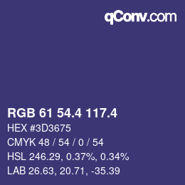 カラーコード: RGB 61 54.4 117.4 | qconv.com