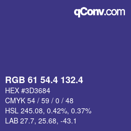 カラーコード: RGB 61 54.4 132.4 | qconv.com