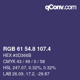 カラーコード: RGB 61 54.8 107.4 | qconv.com