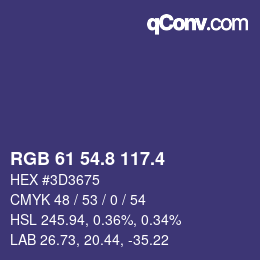 カラーコード: RGB 61 54.8 117.4 | qconv.com