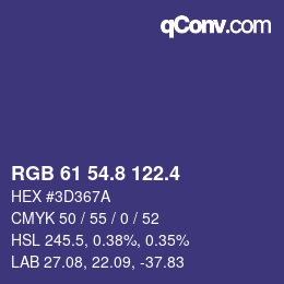 カラーコード: RGB 61 54.8 122.4 | qconv.com