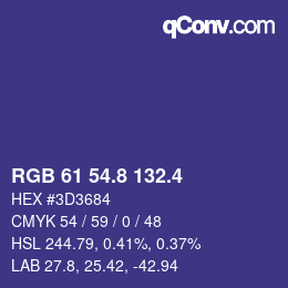 カラーコード: RGB 61 54.8 132.4 | qconv.com