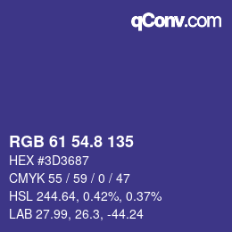 カラーコード: RGB 61 54.8 135 | qconv.com