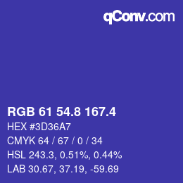 カラーコード: RGB 61 54.8 167.4 | qconv.com