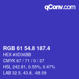 カラーコード: RGB 61 54.8 187.4 | qconv.com