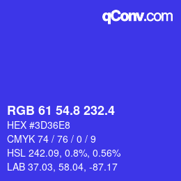 カラーコード: RGB 61 54.8 232.4 | qconv.com