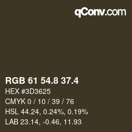カラーコード: RGB 61 54.8 37.4 | qconv.com