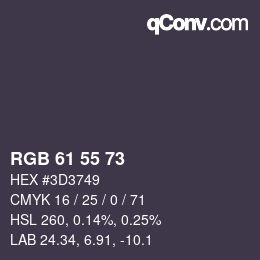 颜色代码: RGB 61 55 73 | qconv.com