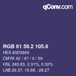 カラーコード: RGB 61 56.2 105.6 | qconv.com