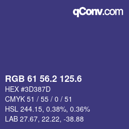 カラーコード: RGB 61 56.2 125.6 | qconv.com