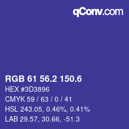 カラーコード: RGB 61 56.2 150.6 | qconv.com
