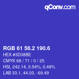 カラーコード: RGB 61 56.2 190.6 | qconv.com