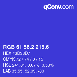 カラーコード: RGB 61 56.2 215.6 | qconv.com