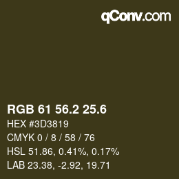 カラーコード: RGB 61 56.2 25.6 | qconv.com
