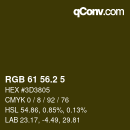 カラーコード: RGB 61 56.2 5 | qconv.com