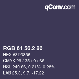 カラーコード: RGB 61 56.2 86 | qconv.com