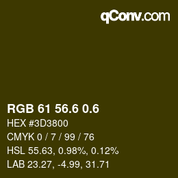 カラーコード: RGB 61 56.6 0.6 | qconv.com