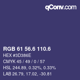 カラーコード: RGB 61 56.6 110.6 | qconv.com