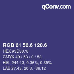 カラーコード: RGB 61 56.6 120.6 | qconv.com