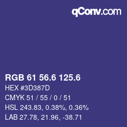 カラーコード: RGB 61 56.6 125.6 | qconv.com