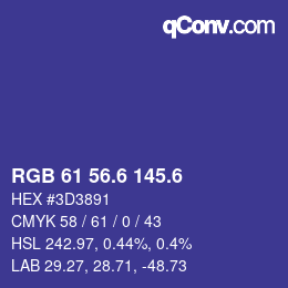 カラーコード: RGB 61 56.6 145.6 | qconv.com