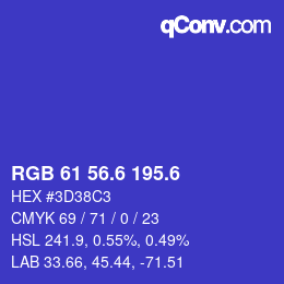 カラーコード: RGB 61 56.6 195.6 | qconv.com