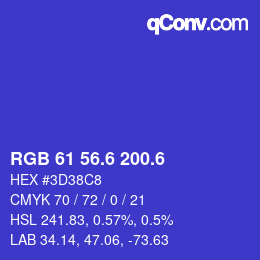 カラーコード: RGB 61 56.6 200.6 | qconv.com