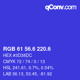 カラーコード: RGB 61 56.6 220.6 | qconv.com
