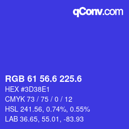 カラーコード: RGB 61 56.6 225.6 | qconv.com