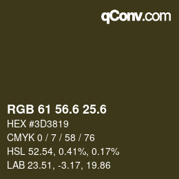 カラーコード: RGB 61 56.6 25.6 | qconv.com