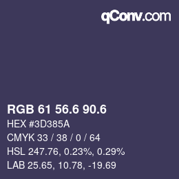 カラーコード: RGB 61 56.6 90.6 | qconv.com