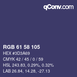 颜色代码: RGB 61 58 105 | qconv.com