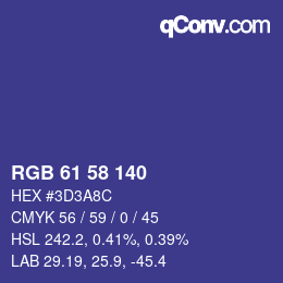Farbcode: RGB 61 58 140 | qconv.com