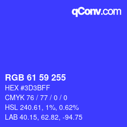 Código de color: RGB 61 59 255 | qconv.com