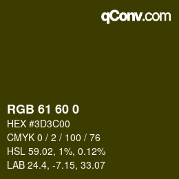 颜色代码: RGB 61 60 0 | qconv.com
