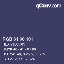 カラーコード: RGB 61 60 101 | qconv.com
