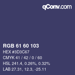 カラーコード: RGB 61 60 103 | qconv.com
