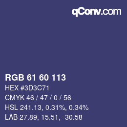 Color code: RGB 61 60 113 | qconv.com