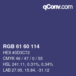 颜色代码: RGB 61 60 114 | qconv.com