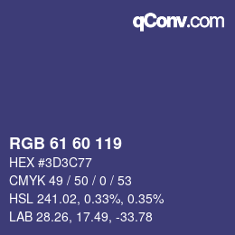 颜色代码: RGB 61 60 119 | qconv.com
