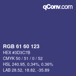 颜色代码: RGB 61 60 123 | qconv.com