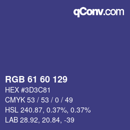 颜色代码: RGB 61 60 129 | qconv.com