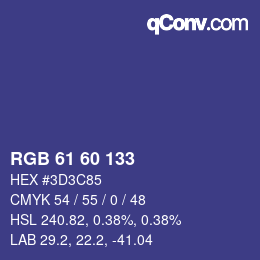 カラーコード: RGB 61 60 133 | qconv.com
