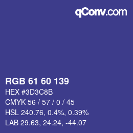 颜色代码: RGB 61 60 139 | qconv.com