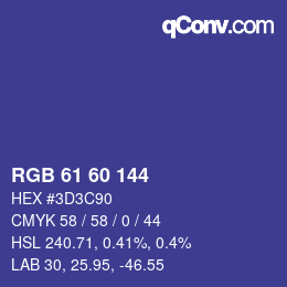 カラーコード: RGB 61 60 144 | qconv.com
