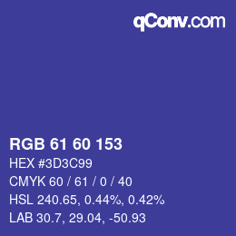 カラーコード: RGB 61 60 153 | qconv.com