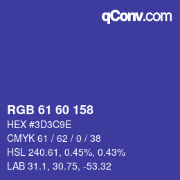 カラーコード: RGB 61 60 158 | qconv.com